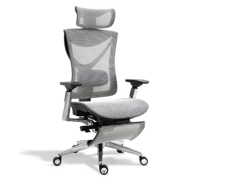 Fotel biurowy ergonomiczny jasny szary Sakura