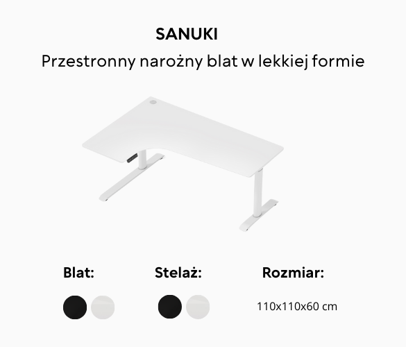 Biurko elektrycznie regulowane narożne SANUKI