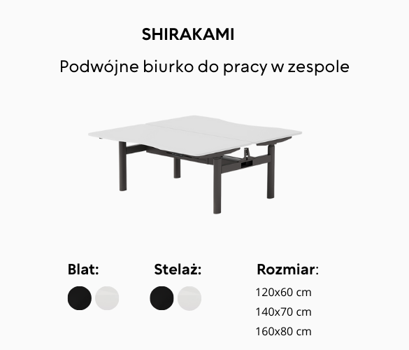 Podwójne biurko do pracy w zespole Shirakami