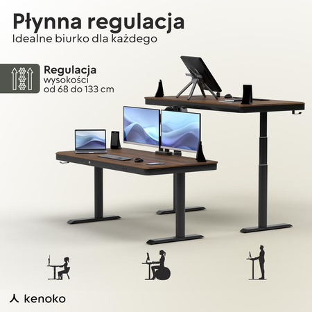 Biurko elektryczne wiąz/biały DEWA, 160x80 cm