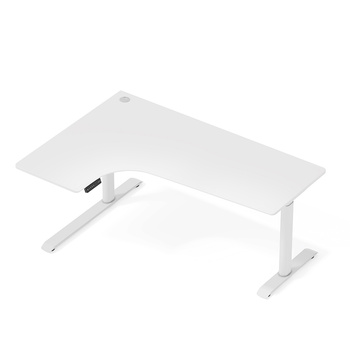 Biurko elektryczne narożne białe lewostronne Sanuki, 160x110x60 cm