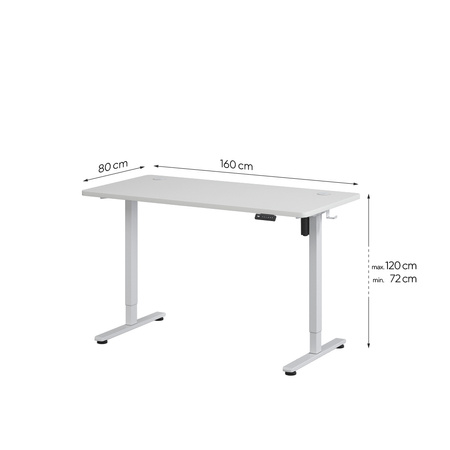 Biurko elektryczne biały IBUKI, 160x80 cm