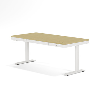 Biurko elektryczne biały dąb/biały DEWA, 160x80 cm