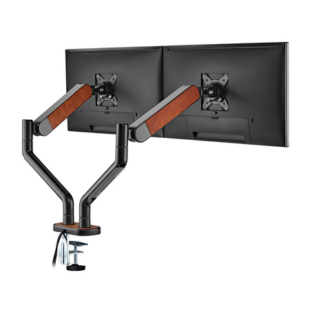 Podwójny uchwyt do monitora 17-35 cali czarny/brąz - ekoskóra WASHI