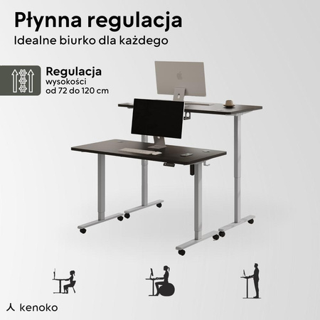 Biurko elektryczne czarny/szary IBUKI, 160x80 cm