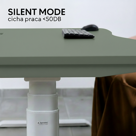 Biurko elektryczne oliwkowy/biały HIRA, 120x60 cm