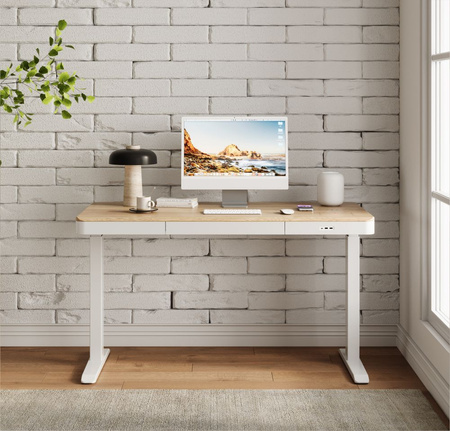 Biurko elektryczne białe SENSE O'DESQUE drewniane LARGE WIĄZ 160x80 cm