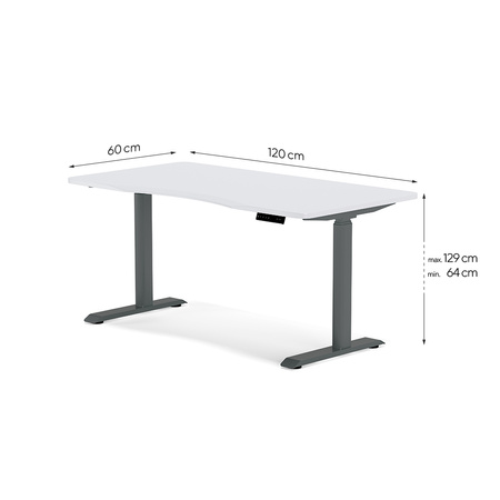 Biurko elektryczne biały/szary HIRA, 120x60 cm