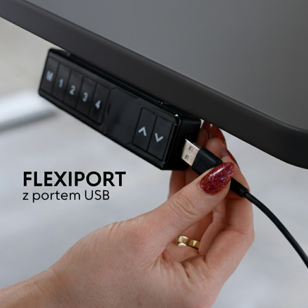 Biurko elektryczne szary/biały HIRA, 140x70 cm