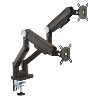 Podwójny uchwyt do monitora 17-32 cali czarny/kawowy matowy - materiałowy KAMO