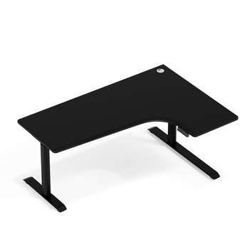 Biurko elektryczne narożne czarne prawostronne Sanuki, 160x110x60 cm