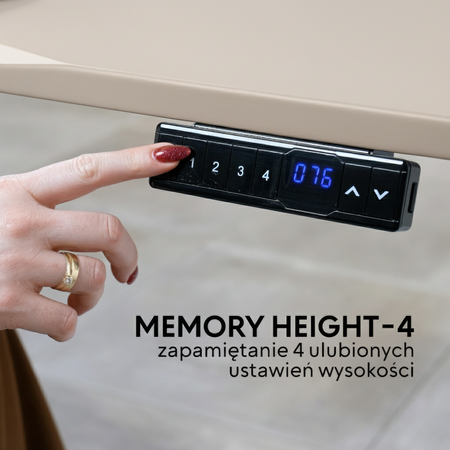 Biurko elektryczne HIRA beżowy/biały, 160x80 cm