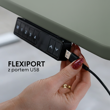 Biurko elektryczne oliwkowy/szary HIRA, 160x80 cm