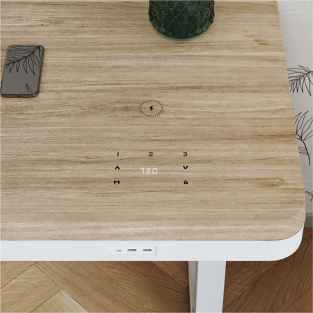 Biurko elektryczne białe SENSE O'DESQUE drewniane LARGE WIĄZ 160x80 cm