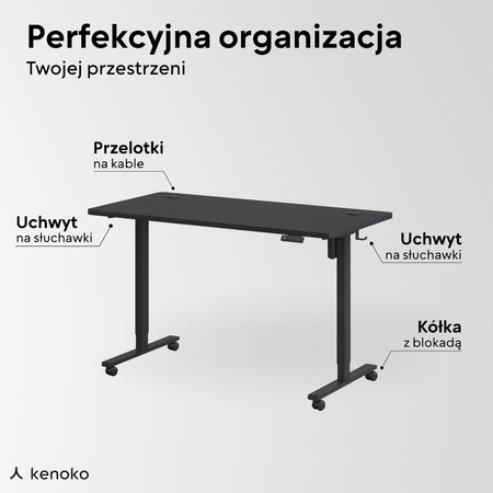 Biurko elektryczne czarny IBUKI, 160x80 cm