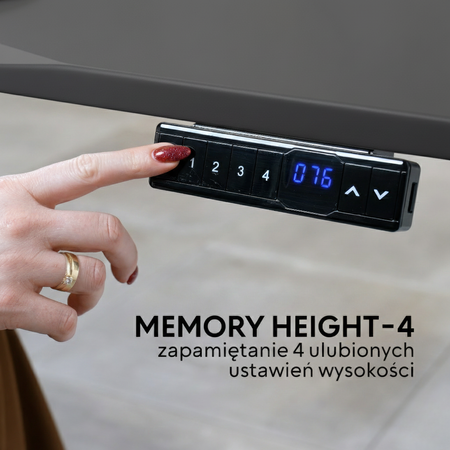 Biurko elektryczne szary/czarny HIRA, 120x60 cm