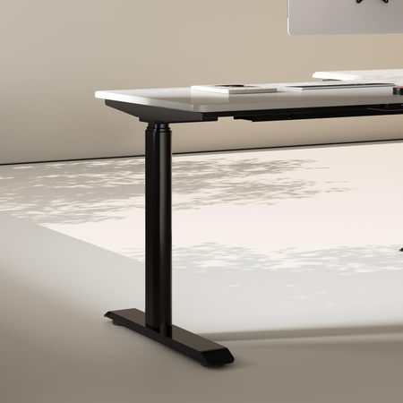 Biurko elektryczne narożne beżowy/czarny lewostronne Sanuki, 160x110x60 cm