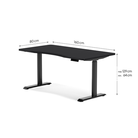 Biurko elektryczne czarny HIRA, 160x80 cm + maskownice GRATIS