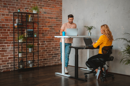 Biurko elektryczne szklane biały MIKUNI, 114x58 cm