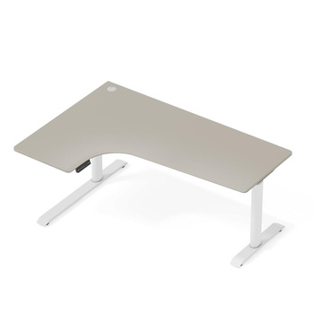 Biurko elektryczne narożne beżowy/biały lewostronne Sanuki, 160x110x60 cm