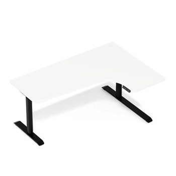 Biurko elektryczne narożne biały/czarny prawostronne Sanuki, 160x110x60 cm