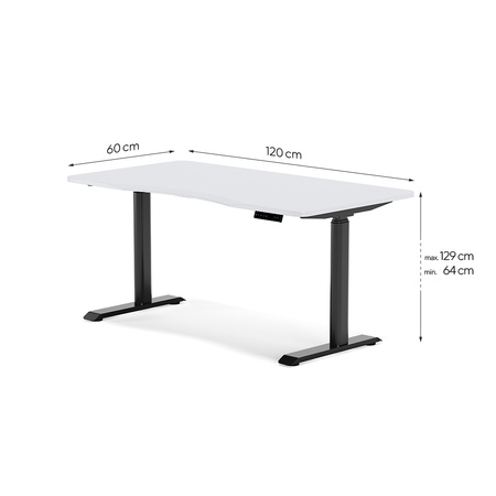 Biurko elektryczne biały/czarny HIRA, 120x60 cm