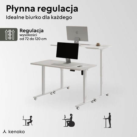 Biurko elektryczne biały IBUKI, 160x80 cm