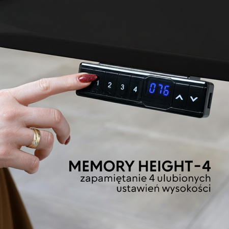 Biurko elektryczne czarny HIRA, 160x80 cm