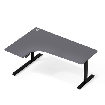 Biurko elektryczne narożne lewostronne Sanuki szary/czarny, 160x110x60 cm