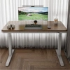 Biurko z elektrycznie regulowanym blatem O'DESQUE SLIM orzech 114,5x58,8 cm + maskownica na kable niebieska GRATIS