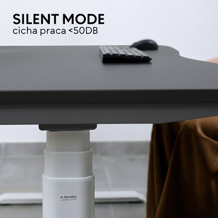 Biurko elektryczne szary/biały HIRA, 160x80 cm