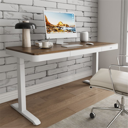Biurko elektryczne białe SENSE O'DESQUE drewniane LARGE WIĄZ 160x80 cm