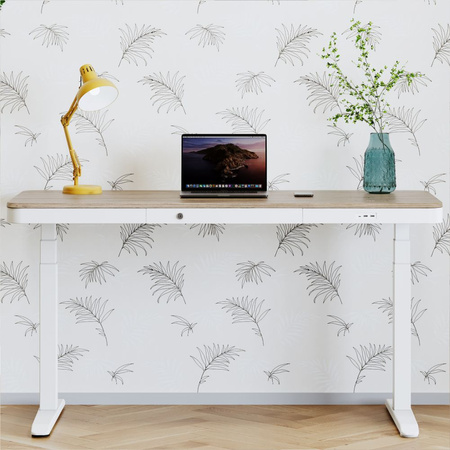 Biurko elektryczne białe SENSE O'DESQUE drewniane LARGE WIĄZ 160x80 cm