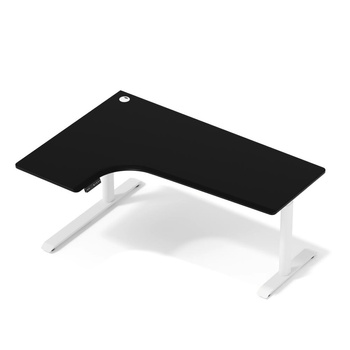 Biurko elektryczne narożne lewostronne Sanuki czarny/biały, 160x110x60 cm