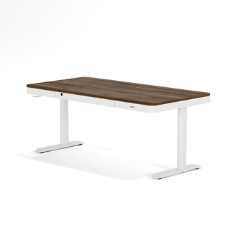Biurko elektryczne orzech/biały DEWA, 160x80 cm