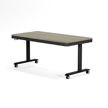 Biurko elektryczne wiąz/czarny DEWA, 160x80 cm OUTLET