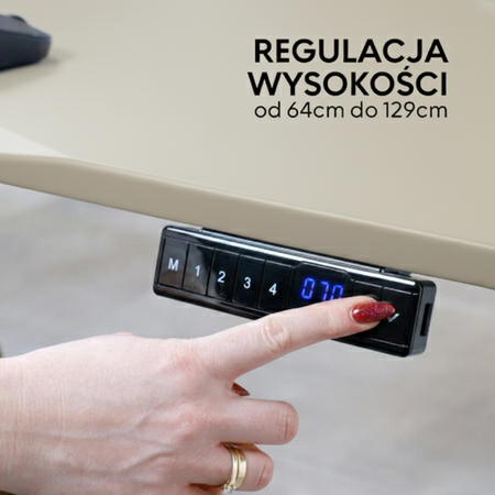 Biurko elektryczne beżowy/biały HIRA, 120x60 cm