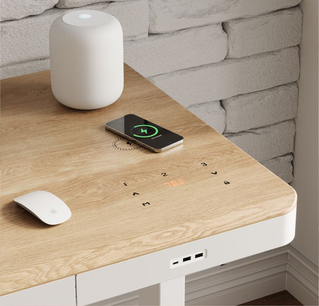 Biurko elektryczne białe SENSE O'DESQUE drewniane LARGE WIĄZ 160x80 cm