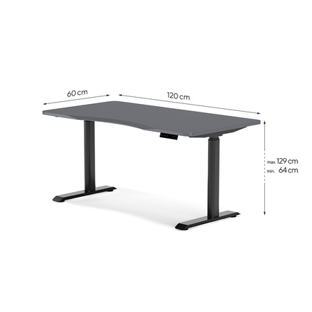 Biurko elektryczne szary/czarny HIRA, 120x60 cm