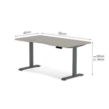 Biurko elektryczne beżowy/szary HIRA, 120x60 cm