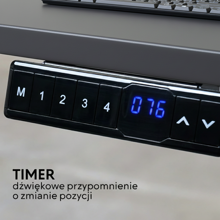 Biurko elektryczne szary HIRA, 160x80 cm