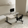 Biurko elektryczne narożne beżowy/czarny lewostronne Sanuki, 160x110x60 cm