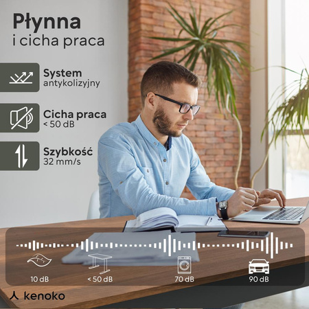 Biurko elektryczne wiąz/biały DEWA, 160x80 cm