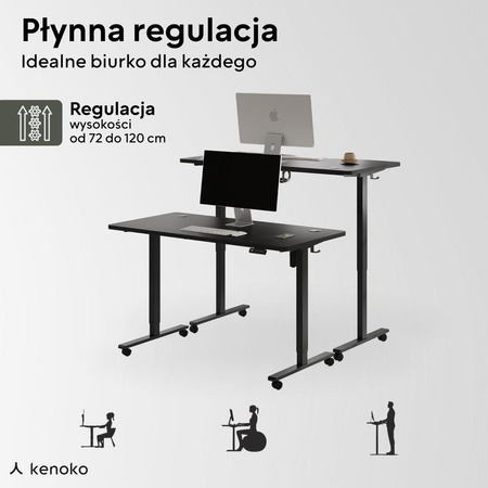 Biurko elektryczne czarny IBUKI, 160x80 cm