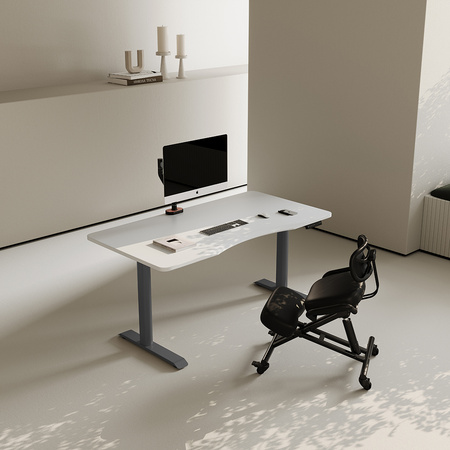 Biurko elektryczne biały/szary HIRA, 120x60 cm