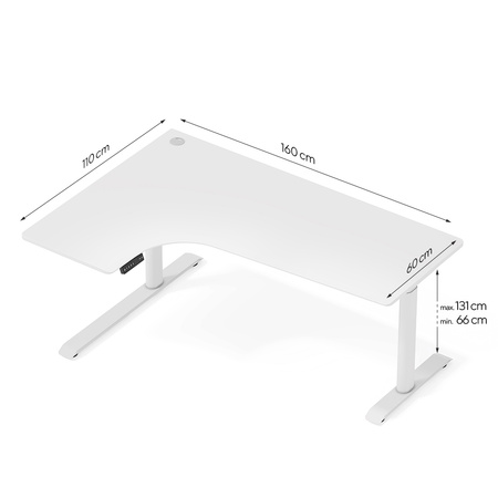 Biurko elektryczne narożne beżowy/czarny lewostronne Sanuki, 160x110x60 cm