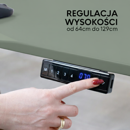 Biurko elektryczne oliwkowy/biały HIRA, 120x60 cm