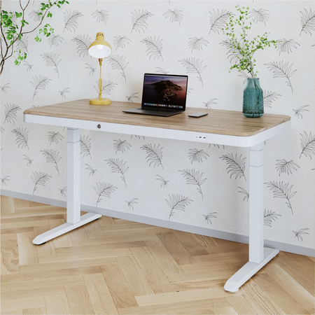 Biurko elektryczne białe SENSE O'DESQUE drewniane LARGE WIĄZ 160x80 cm