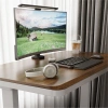 Biurko z elektrycznie regulowanym blatem O'DESQUE SLIM orzech 114,5x58,8 cm + maskownica na kable niebieska GRATIS