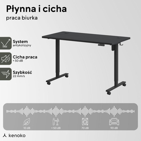 Biurko elektryczne czarny IBUKI, 160x80 cm